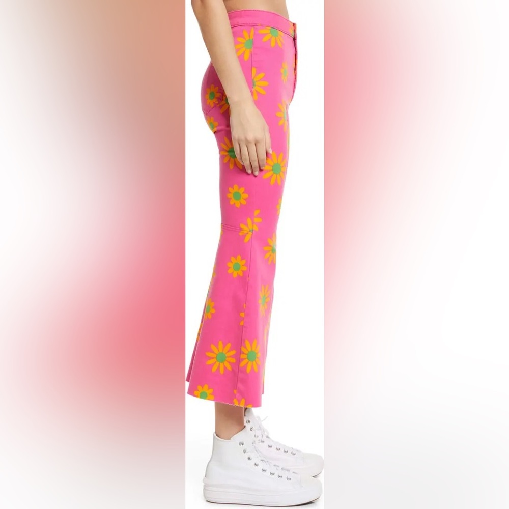 NWT Free People/We The Free Youthquake Printed Crop Flare Jeans - Lipstick Combo - Picture 5 of 14
